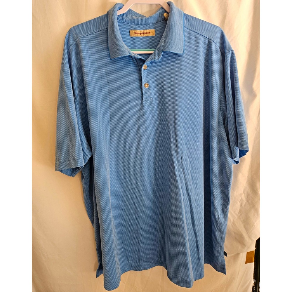 Tommy Bahama Polo Shirt Mens 2XL Blue Excellent Short Sleeve Modal Solid